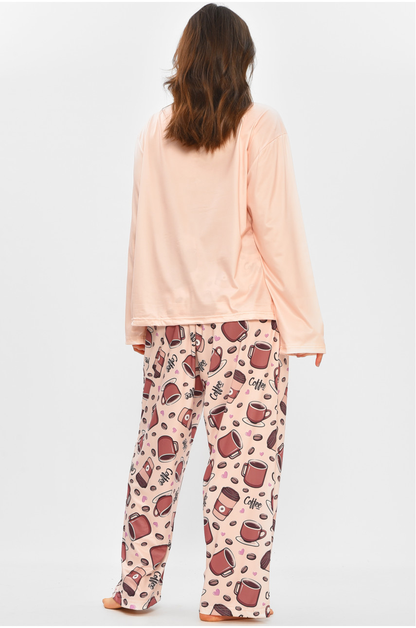 Піжама жіноча бежевого кольору з принтом 500041 207402