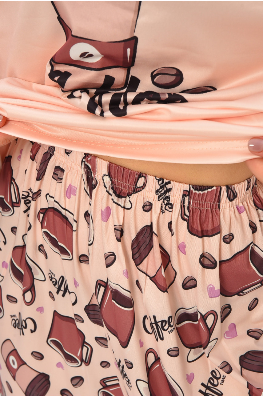 Піжама жіноча бежевого кольору з принтом 500041 207402