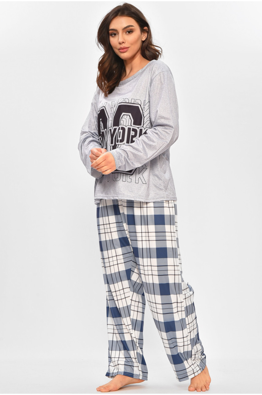 Піжама жіноча напівбатальна сірого кольору з принтом 500043 207404