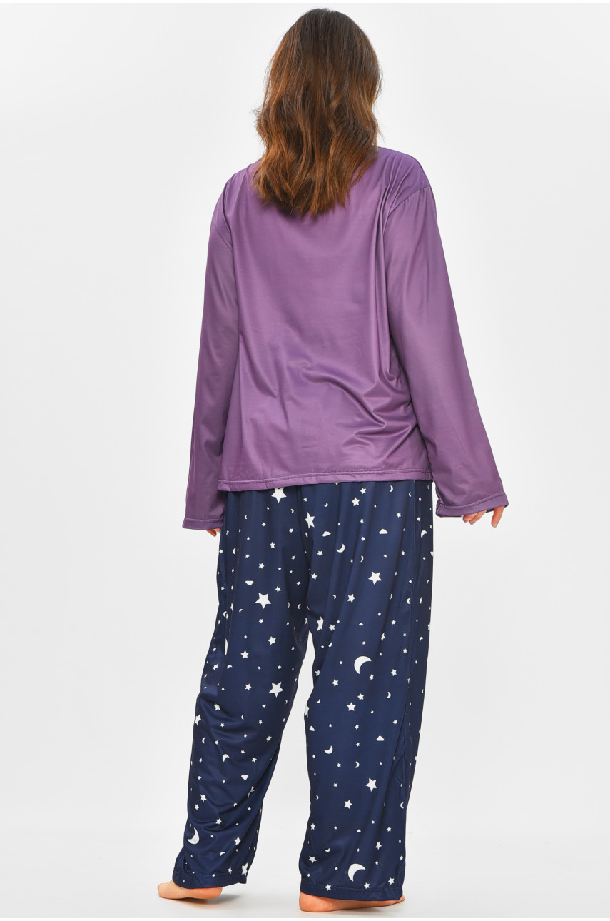 Пижама женская полубатальная фиолетового цвета с принтом 500047 207405 Пижама женская полубатальная фиолетового цвета с принтом 500047 207405