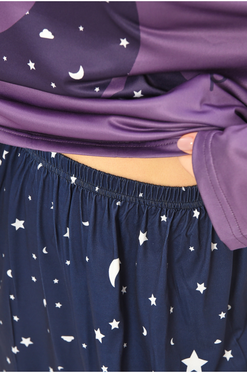 Пижама женская полубатальная фиолетового цвета с принтом 500047 207405 Пижама женская полубатальная фиолетового цвета с принтом 500047 207405