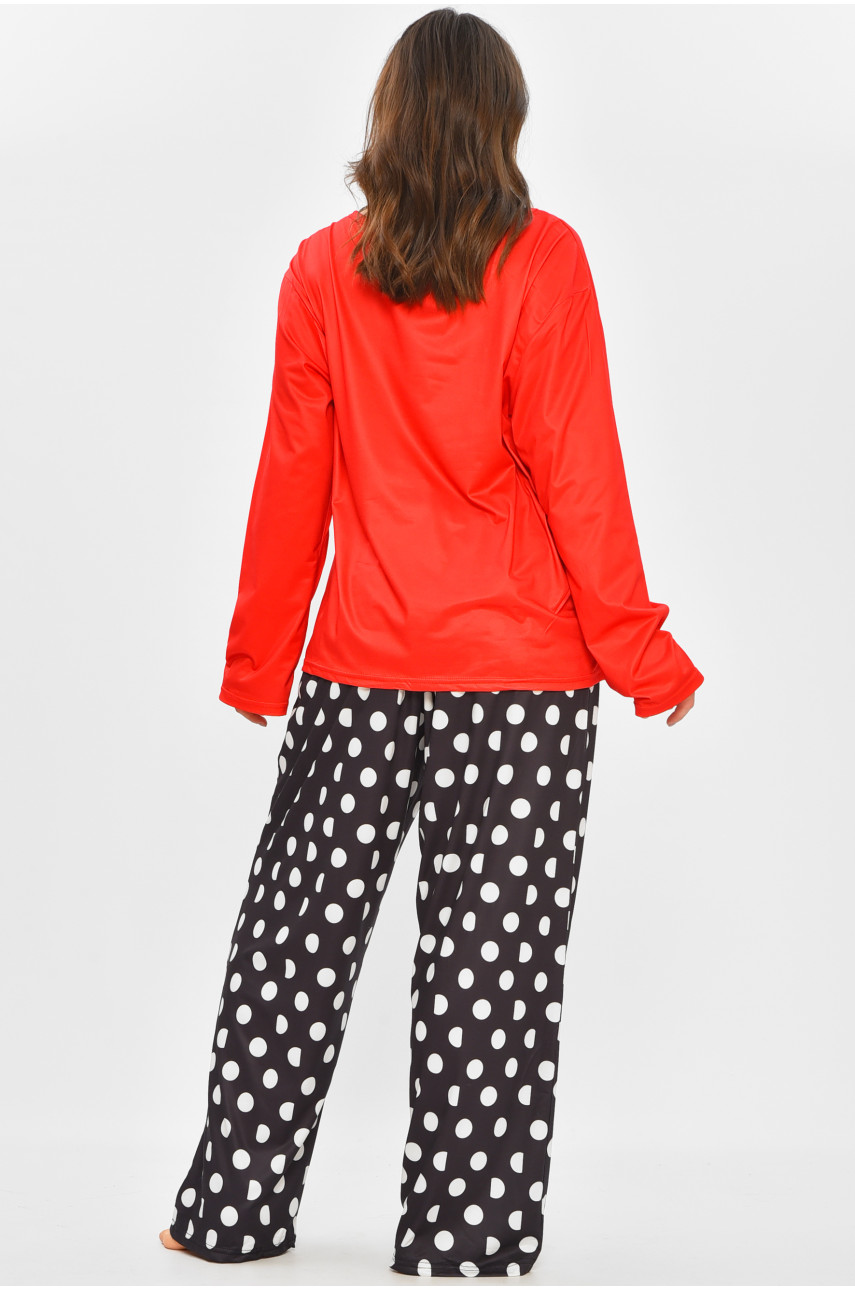 Піжама жіноча напівбатальна червоного кольору з принтом 500045 207406