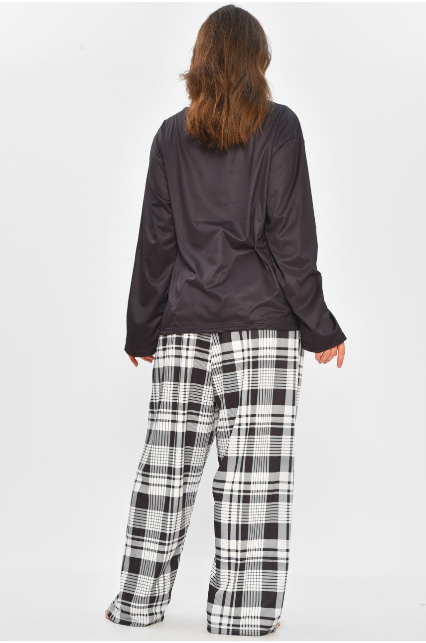 Піжама жіноча напівбатальна чорного кольору з принтом 500050 207410