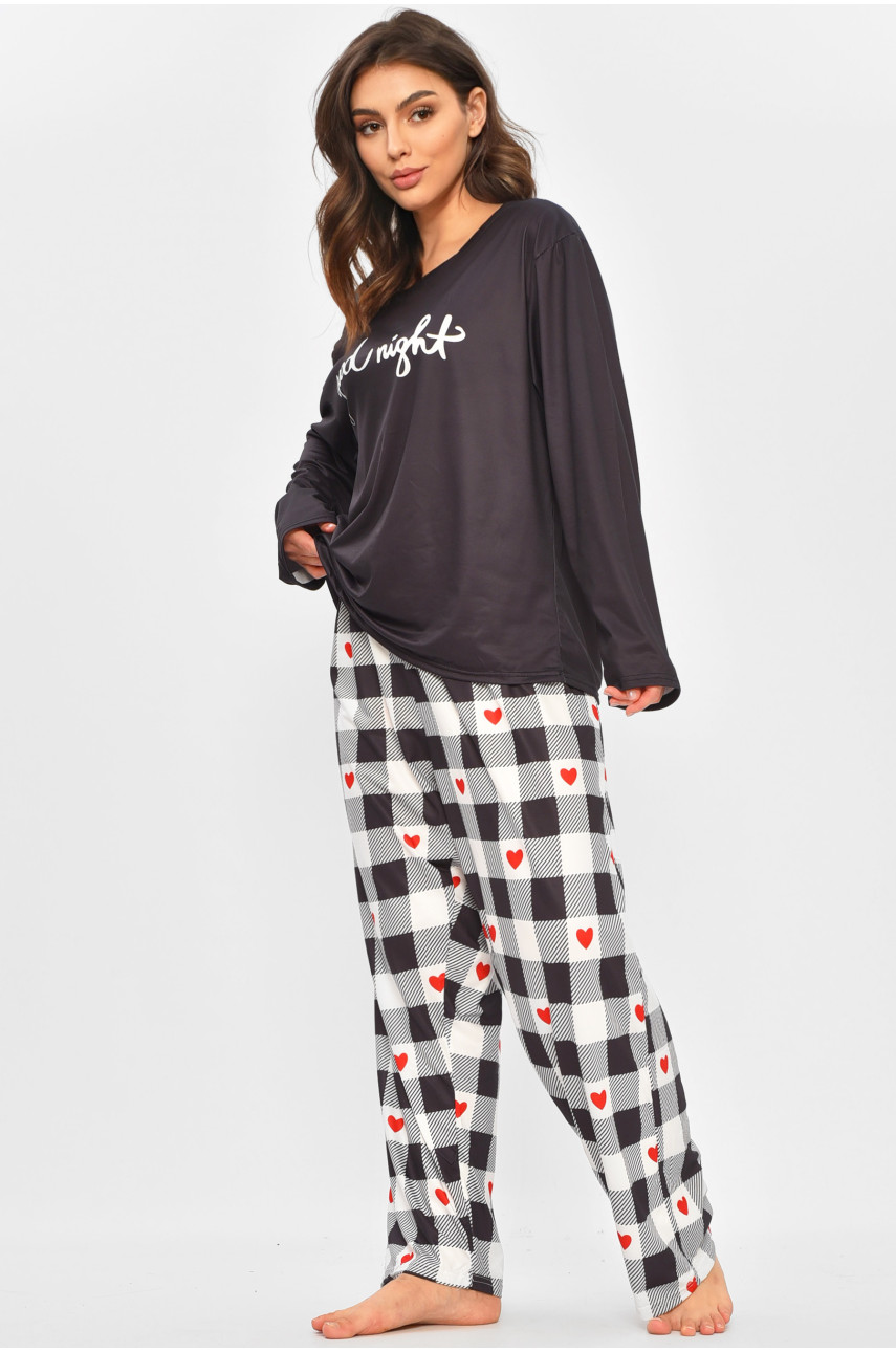 Піжама жіноча напівбатальна чорного кольору з принтом 500039 207411