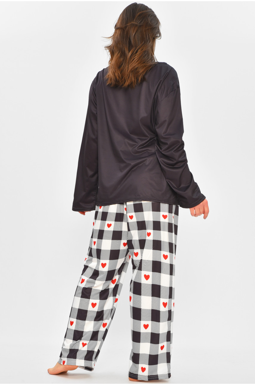 Піжама жіноча напівбатальна чорного кольору з принтом 500039 207411