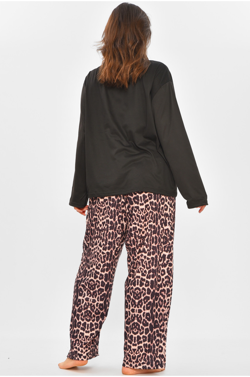 Пижама женская полубатальная черного цвета с принтом 500048 207414 Пижама женская полубатальная черного цвета с принтом 500048 207414
