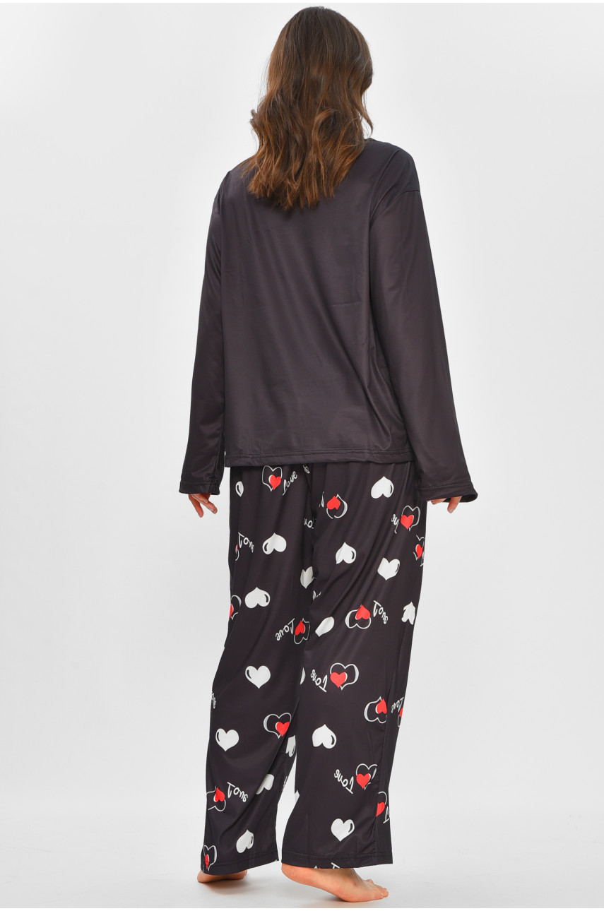 Пижама женская полубатальная черного цвета с принтом 500049 207415 Пижама женская полубатальная черного цвета с принтом 500049 207415