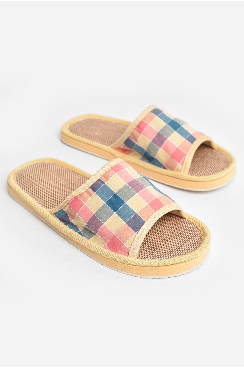 Тапочки домашние женские разноцветные в клеточку sp-028 207423