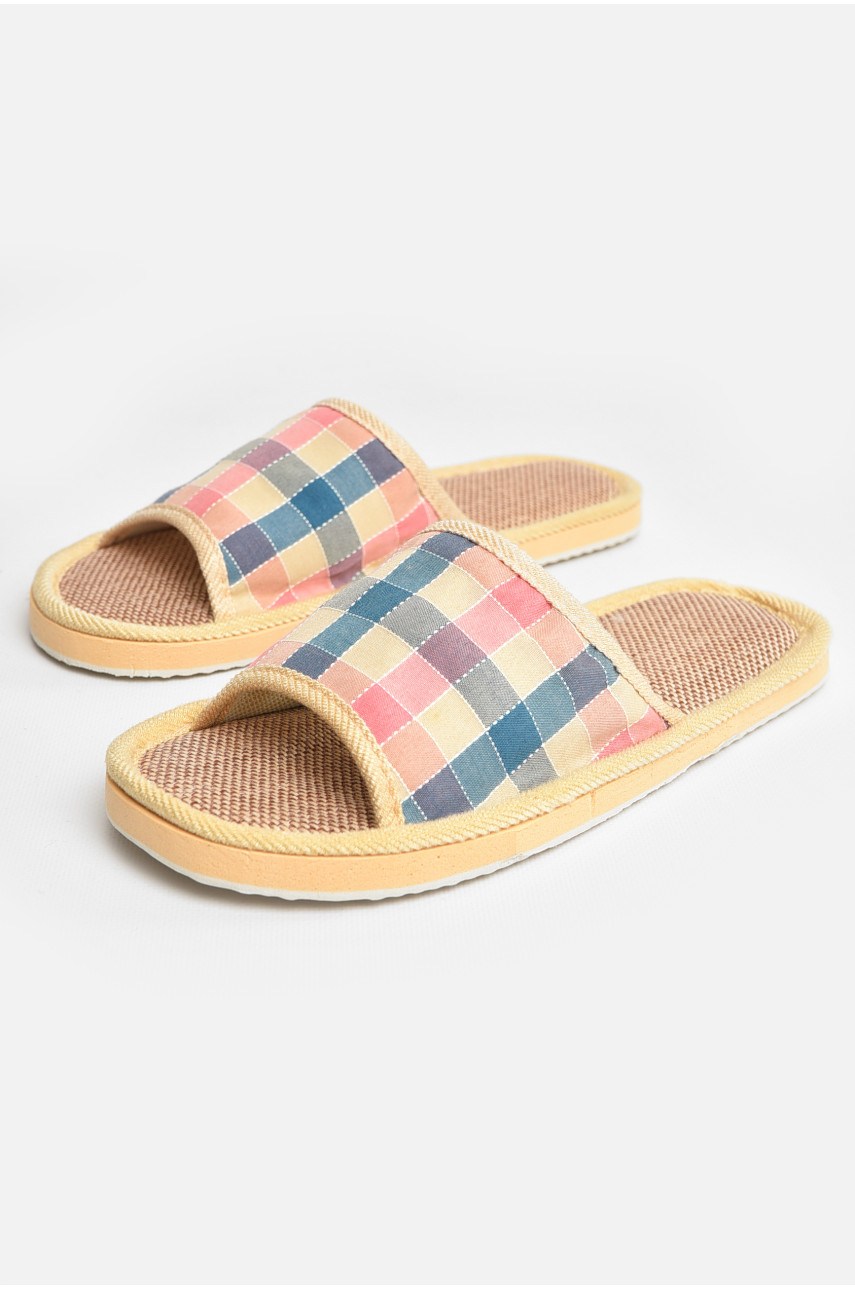 Тапочки домашние женские разноцветные в клеточку sp-028 207423