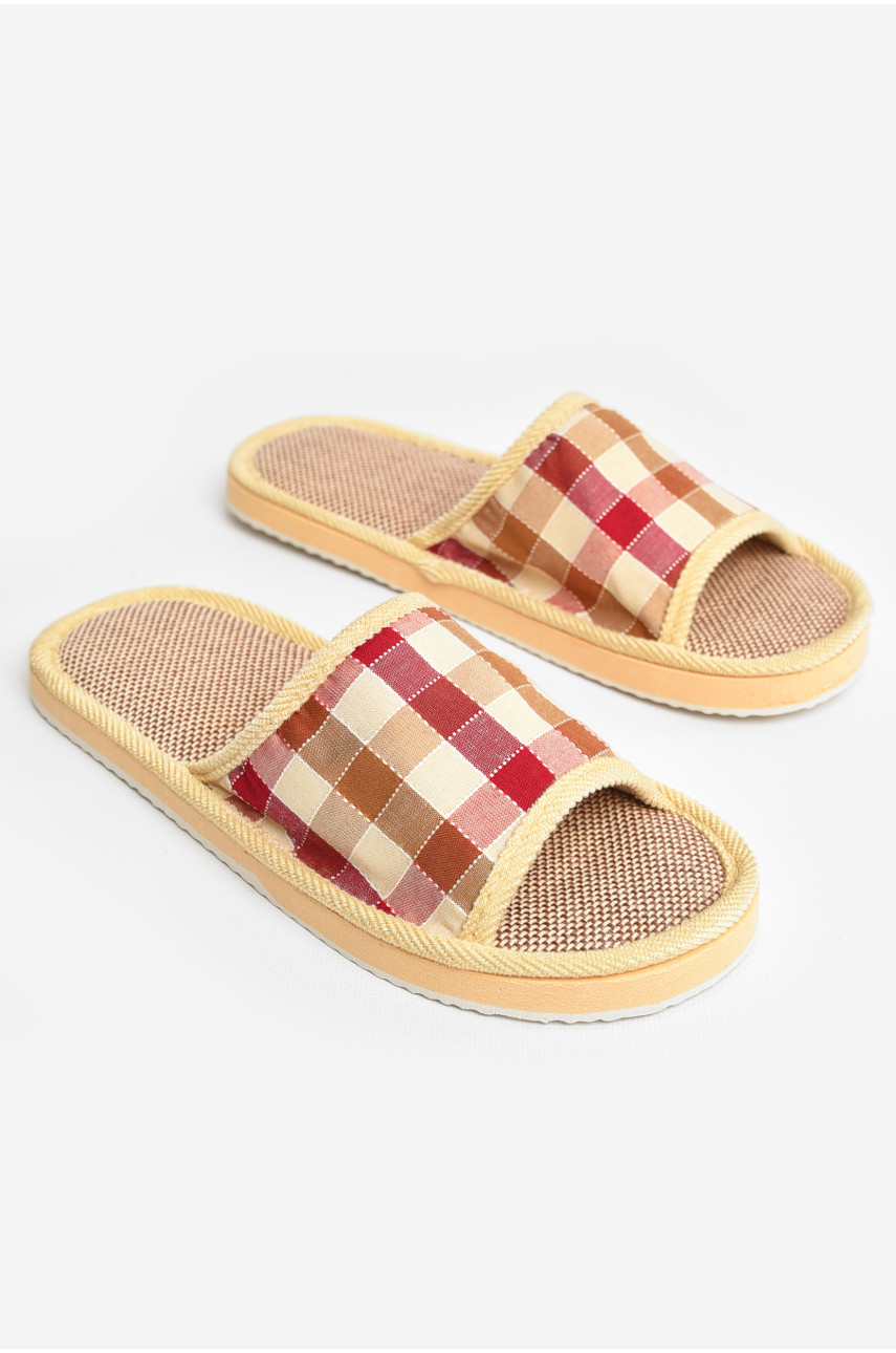 Тапочки домашние женские разноцветные в клеточку sp-028 207424