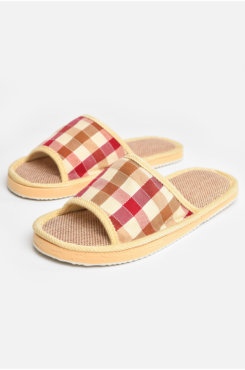 Тапочки домашние женские разноцветные в клеточку sp-028 207424