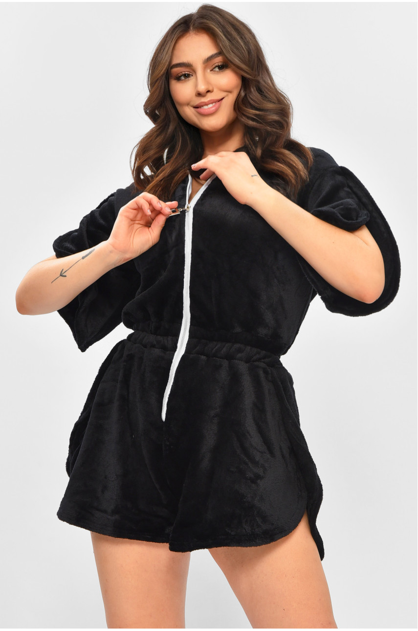 Піжама жіноча однотонна чорного кольору на блискавці 096 207429