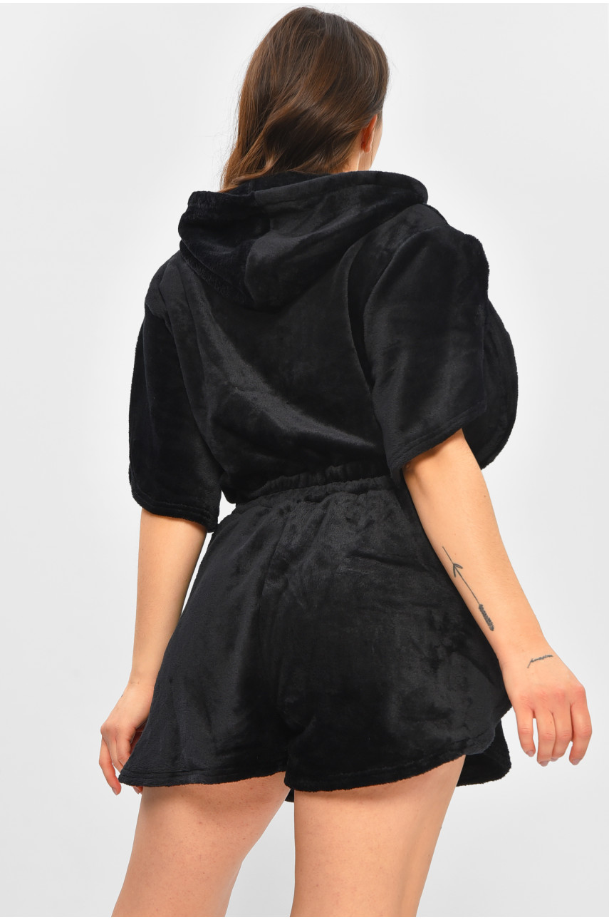 Пижама женская однотонная черного цвета на молнии 096 207429