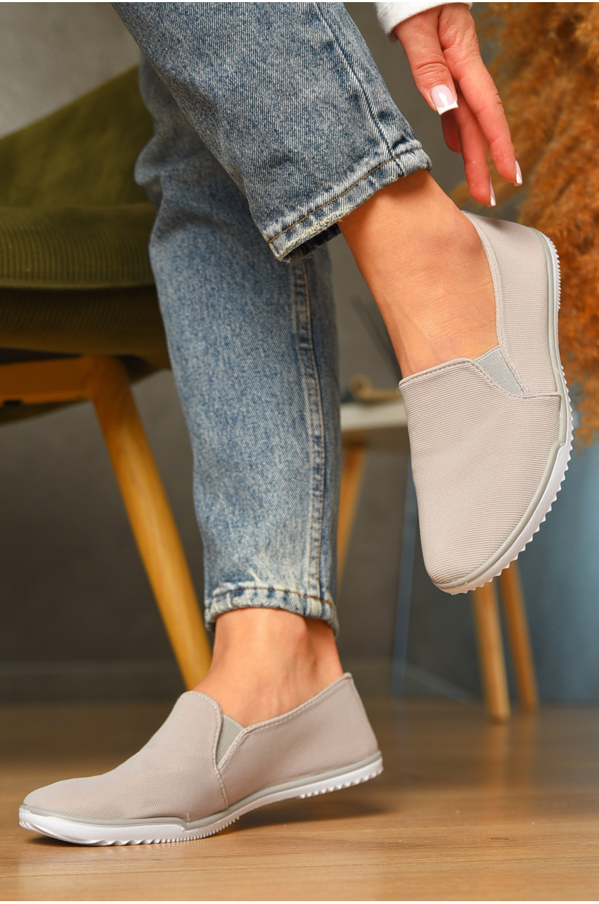 Мокасини жіночі сірого кольору текстиль св601-26 207436