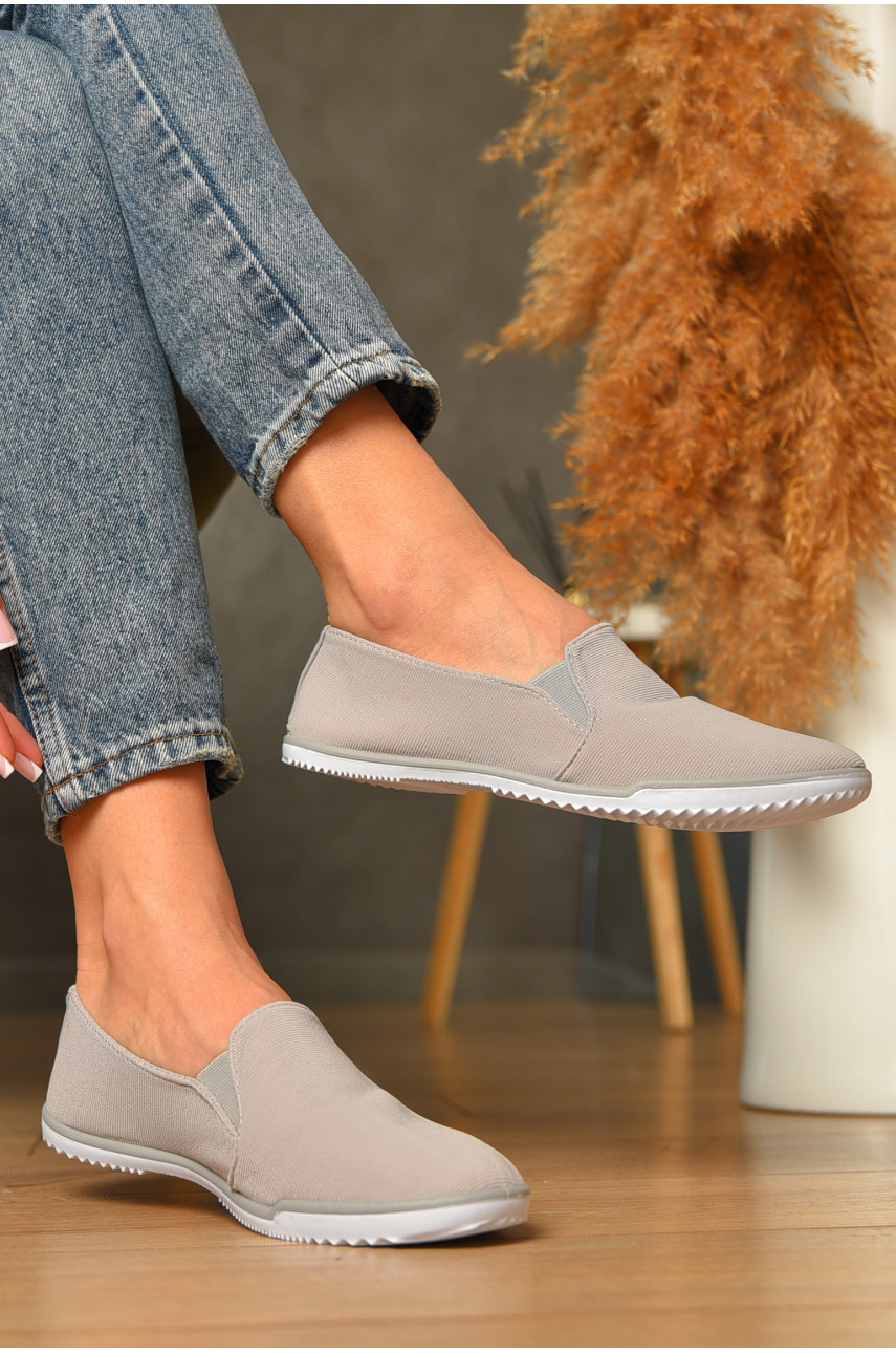 Мокасини жіночі сірого кольору текстиль св601-26 207436