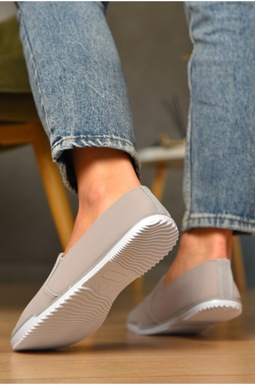 Мокасины женские серого цвета текстиль св601-26 207436