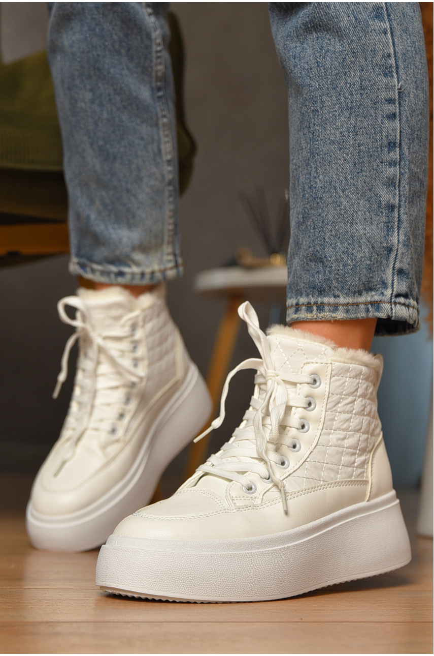 Ботинки женские зимние белого цвета 2024-20-3 207447