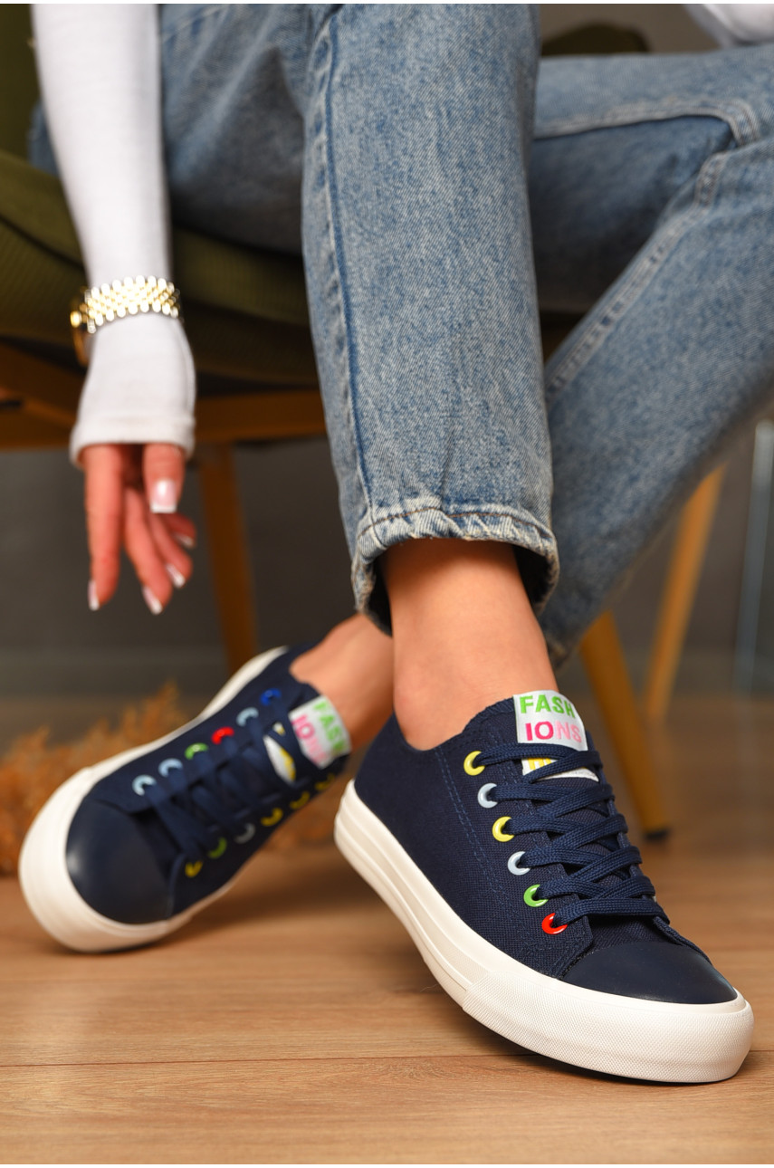 Кеди жіночі темно-синього кольору на шнурівці в16-33 207448