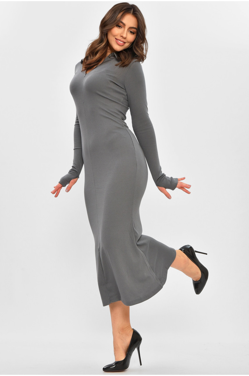 Платье женское однотонное серого цвета 230 207452