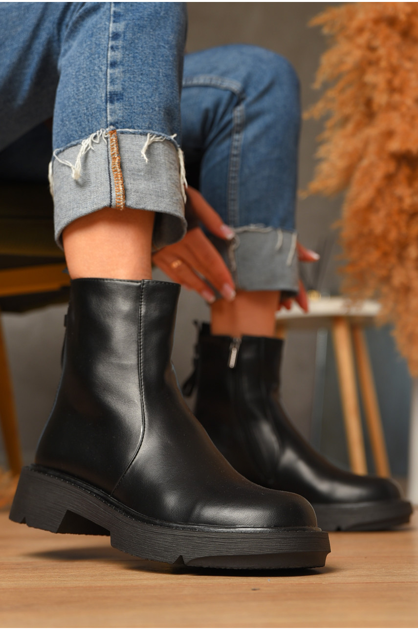 Ботинки женские демисезонные черного цвета на флисе 319 207463