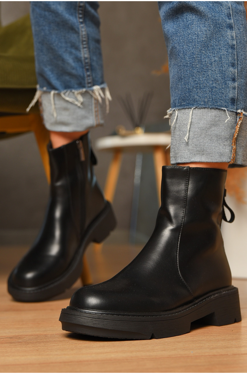 Ботинки женские демисезонные черного цвета на флисе 319 207463