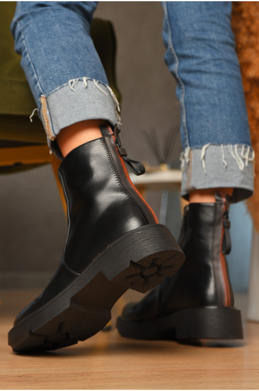 Ботинки женские демисезонные черного цвета на флисе 319 207463