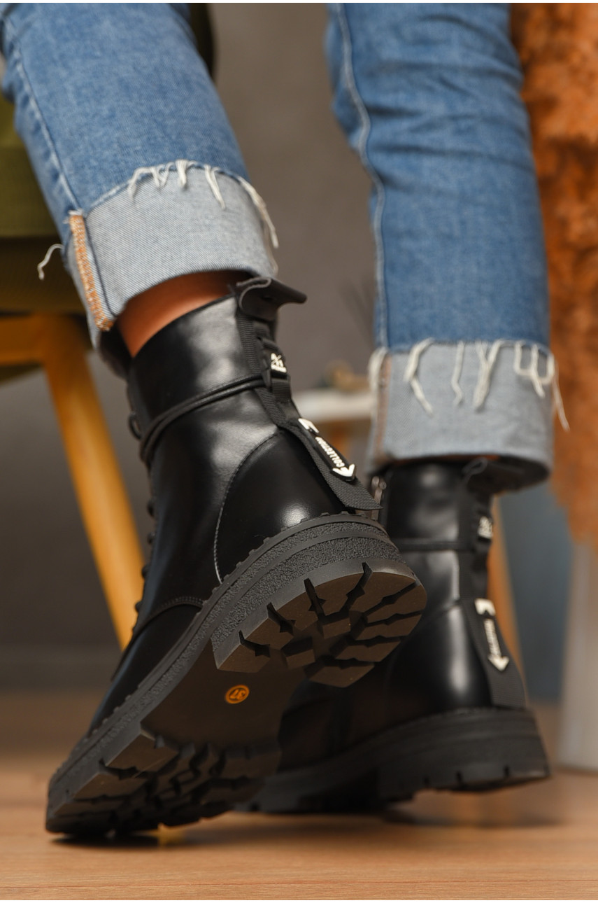 Ботинки женские демисезонные черного цвета на флисе 252 207464