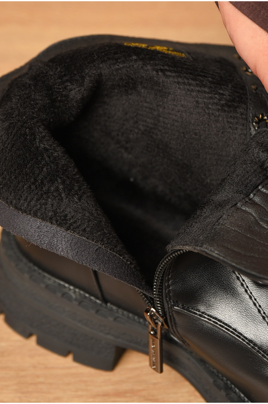 Ботинки женские демисезонные черного цвета на флисе 252 207464