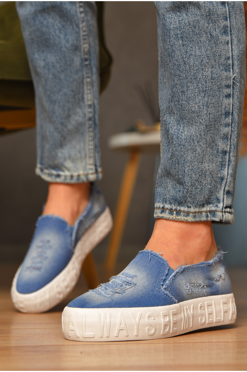 Мокасини жіночі джинсові блакитного кольору 7-17в 207472