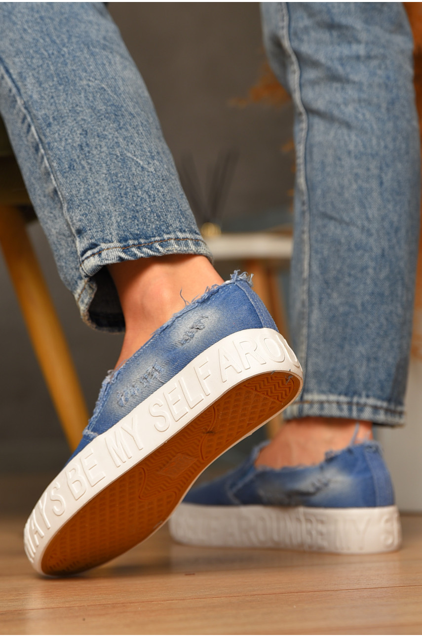 Мокасины женские джинсовые голубого цвета 7-17в 207472