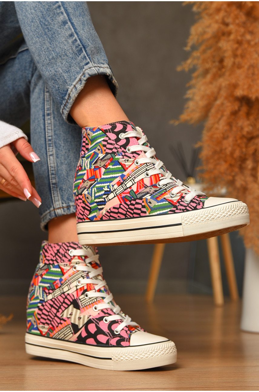 Кеди-снікерси жіночі рожевого кольору на шнурівці текстиль 15290-6 207474