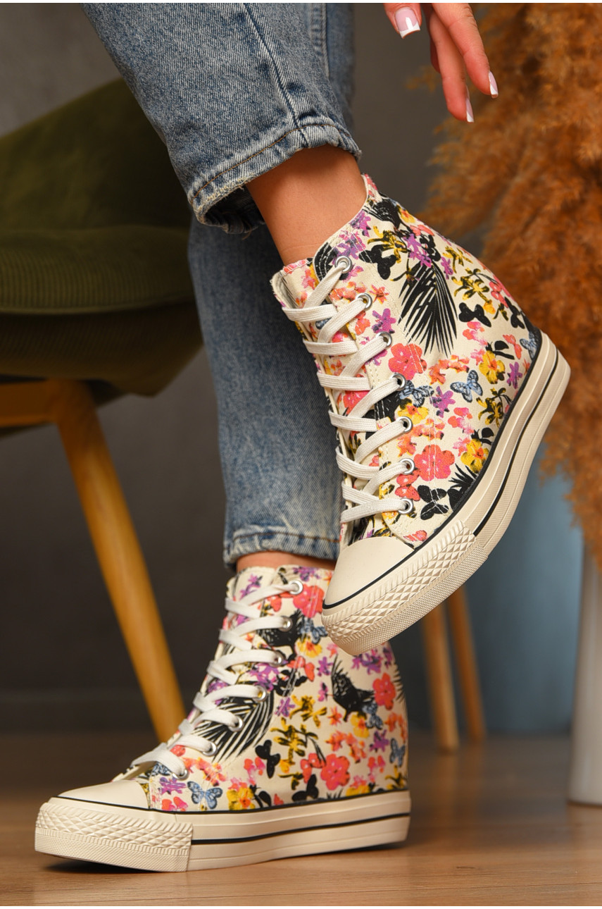 Кеди-снікерси жіночі білого кольору на шнурівці текстиль 15290-5 207475