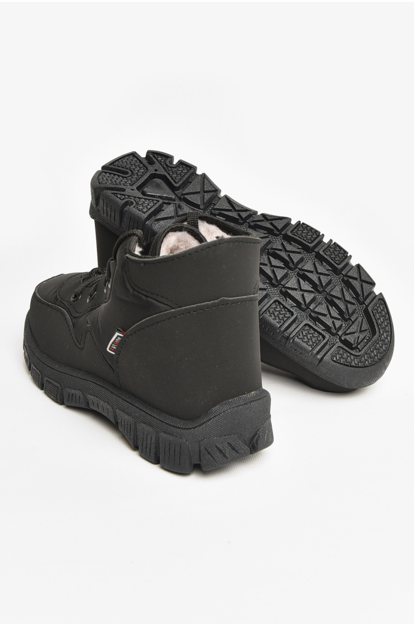 Ботинки подростковые зима черного цвета на шнуровке 207495
