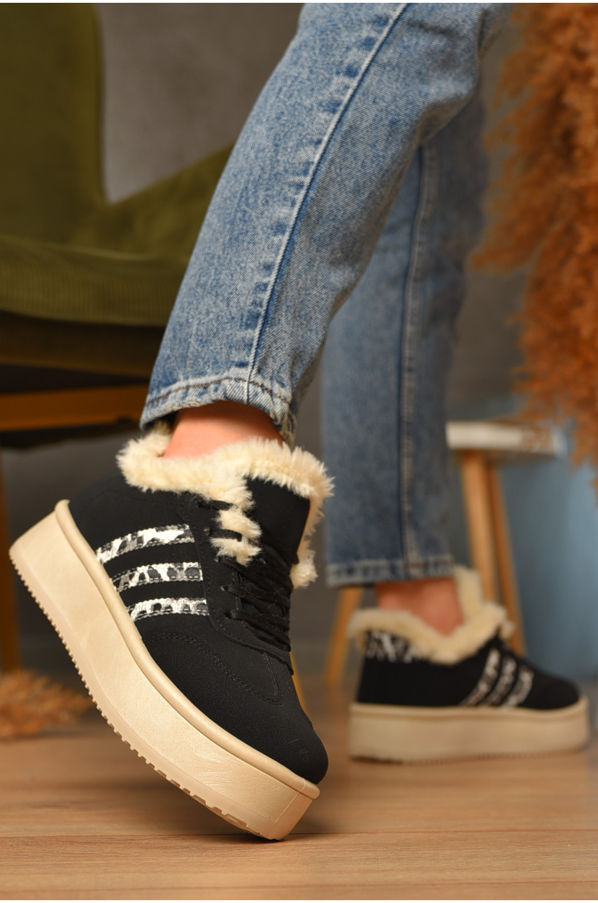 Кроссовки женские черного цвета на меху HY-37 207502
