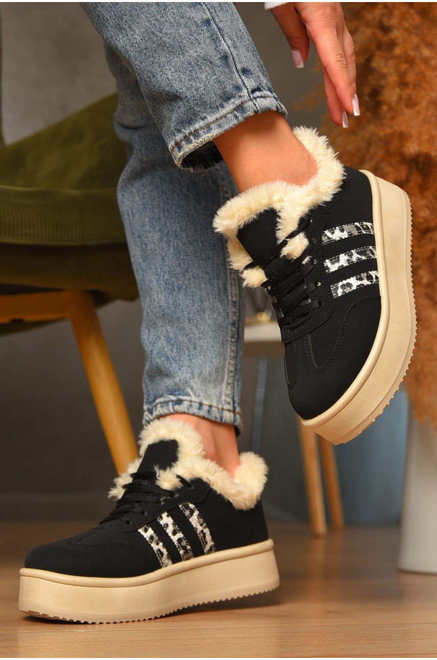 Кроссовки женские черного цвета на меху HY-37 207502