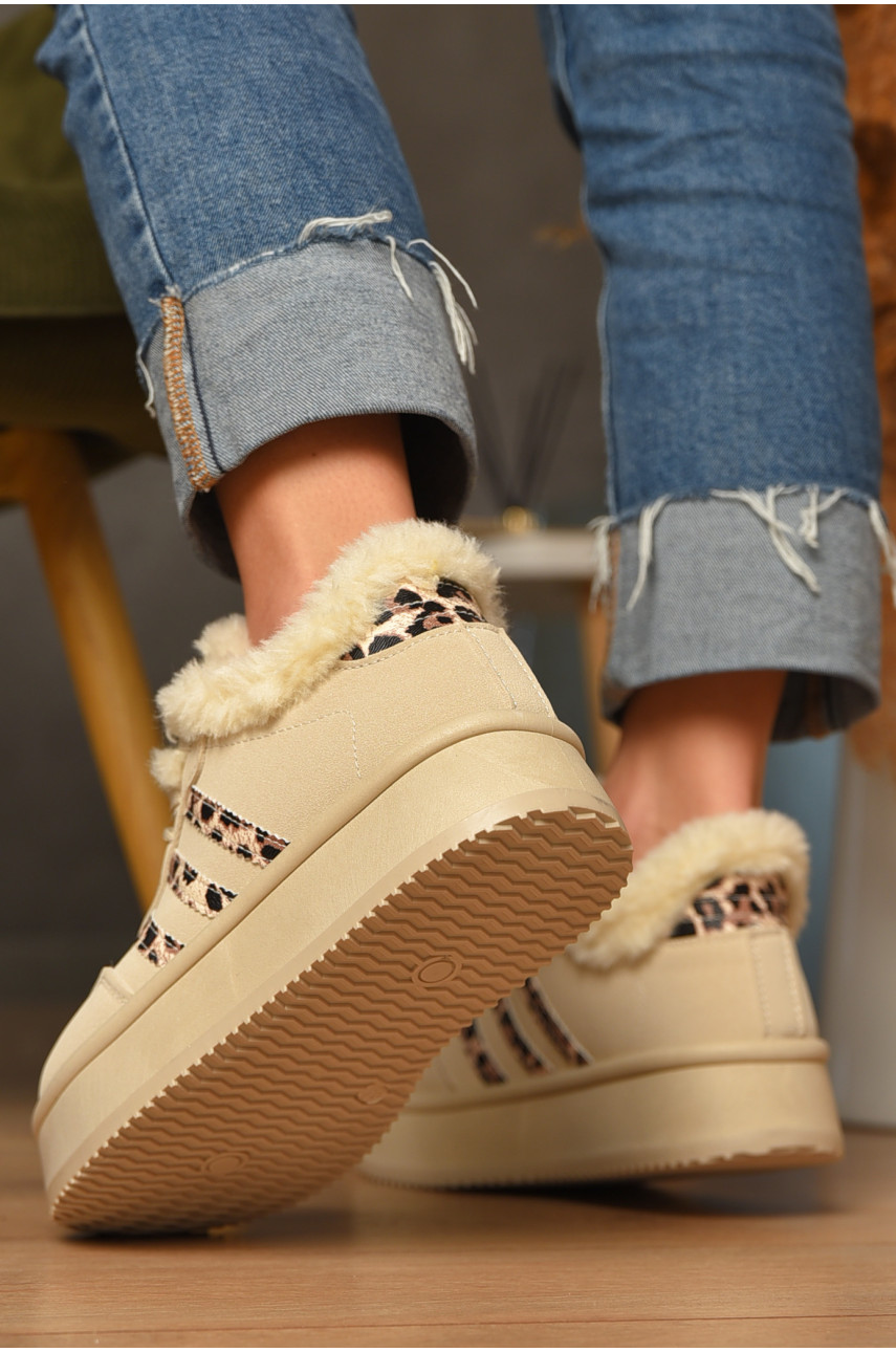 Кросівки жіночі бежевого кольору на хутрі HY-37 207503