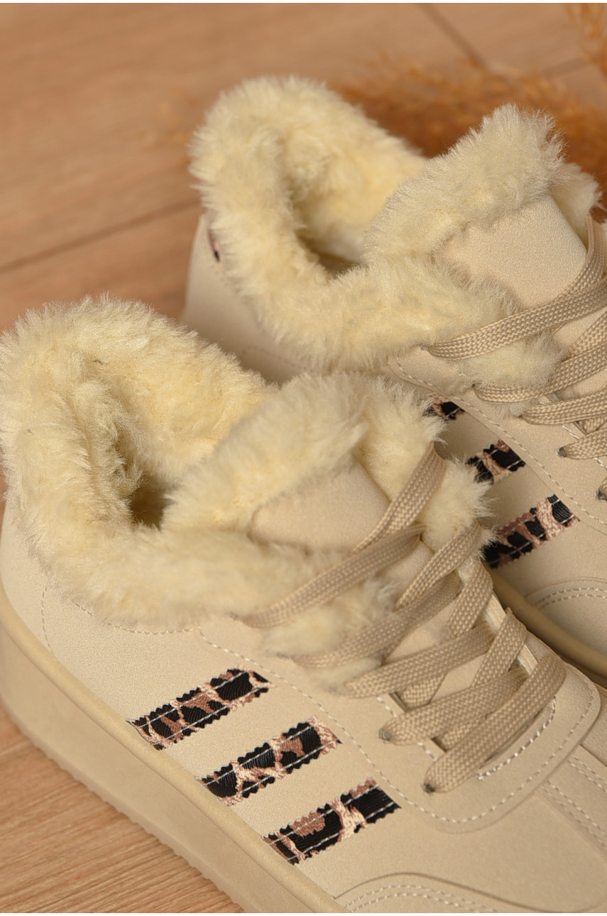 Кросівки жіночі бежевого кольору на хутрі HY-37 207503