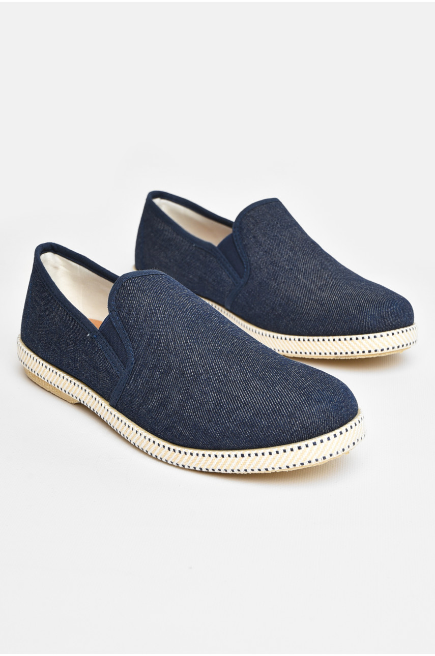 Мокасины мужские темно-синего цвета текстиль вка44 207506