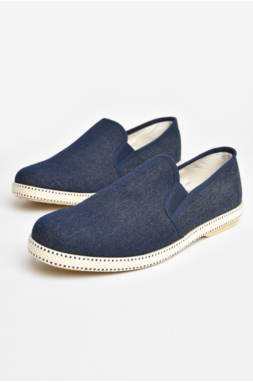 Мокасины мужские темно-синего цвета текстиль вка44 207506