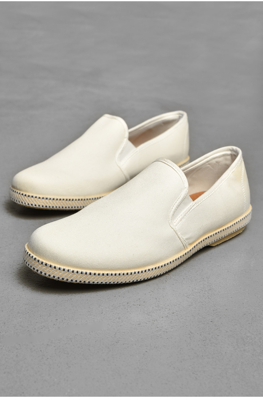 Мокасины мужские белого цвета текстиль вка45 207507