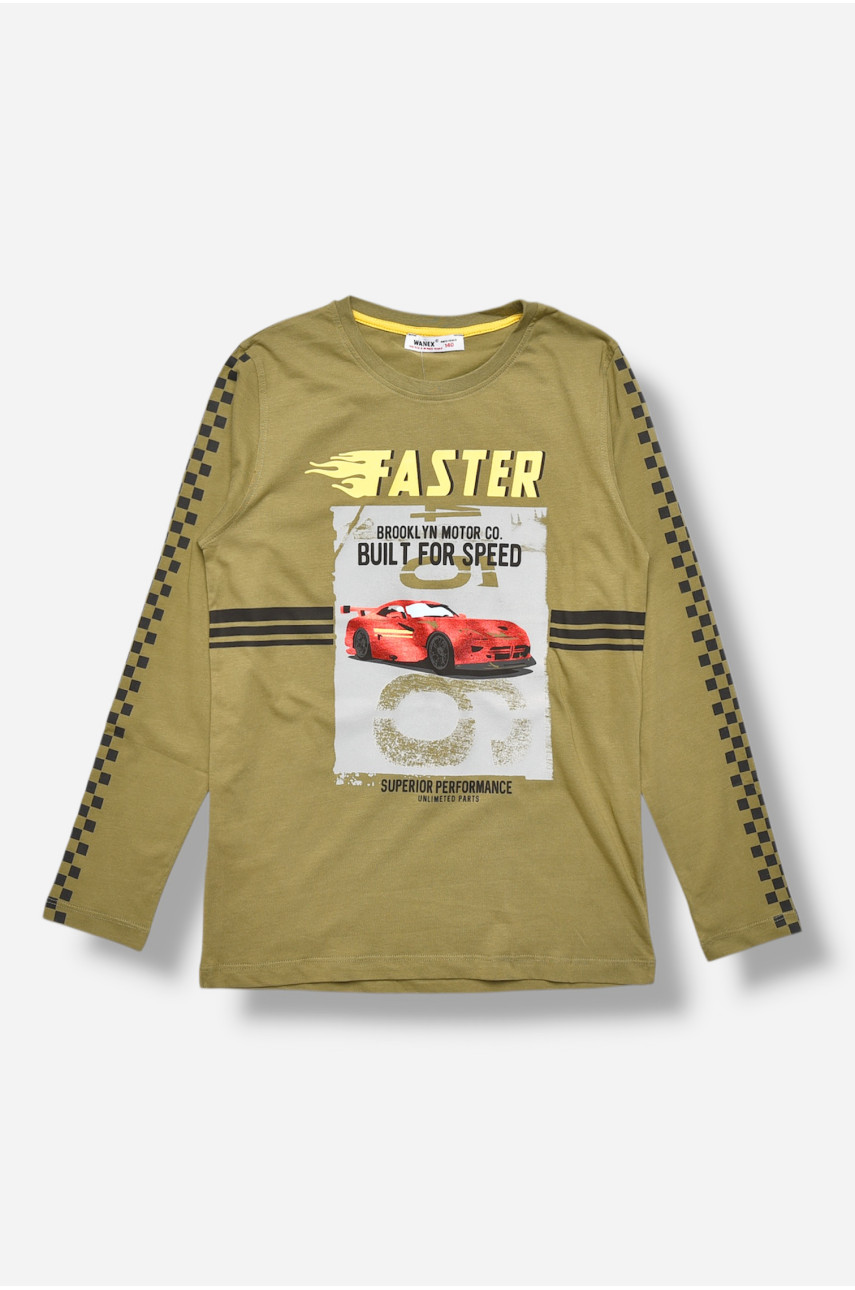 Кофта детская для мальчика цвета хаки с принтом 14008 207510