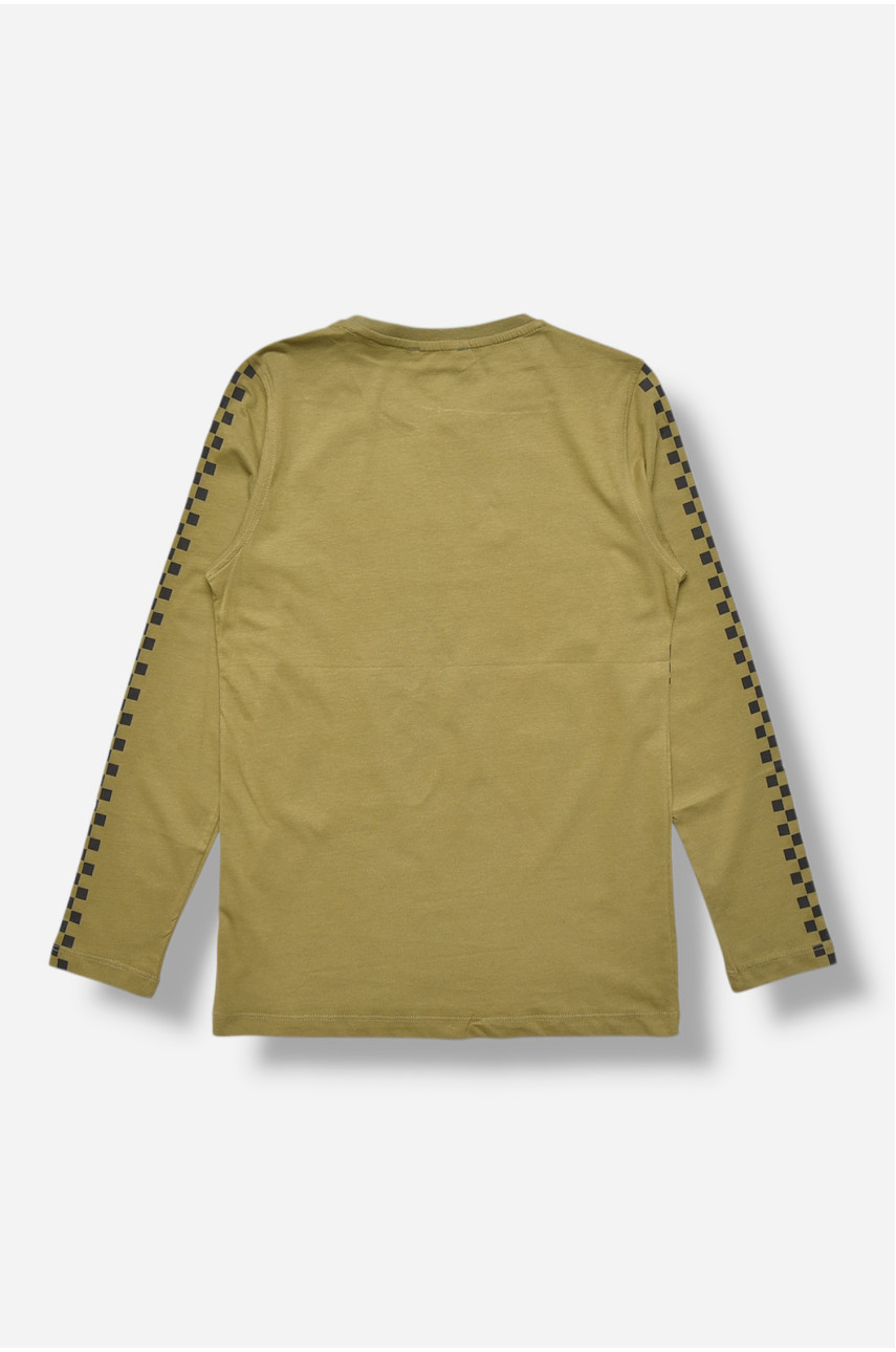 Кофта детская для мальчика цвета хаки с принтом 14008 207510