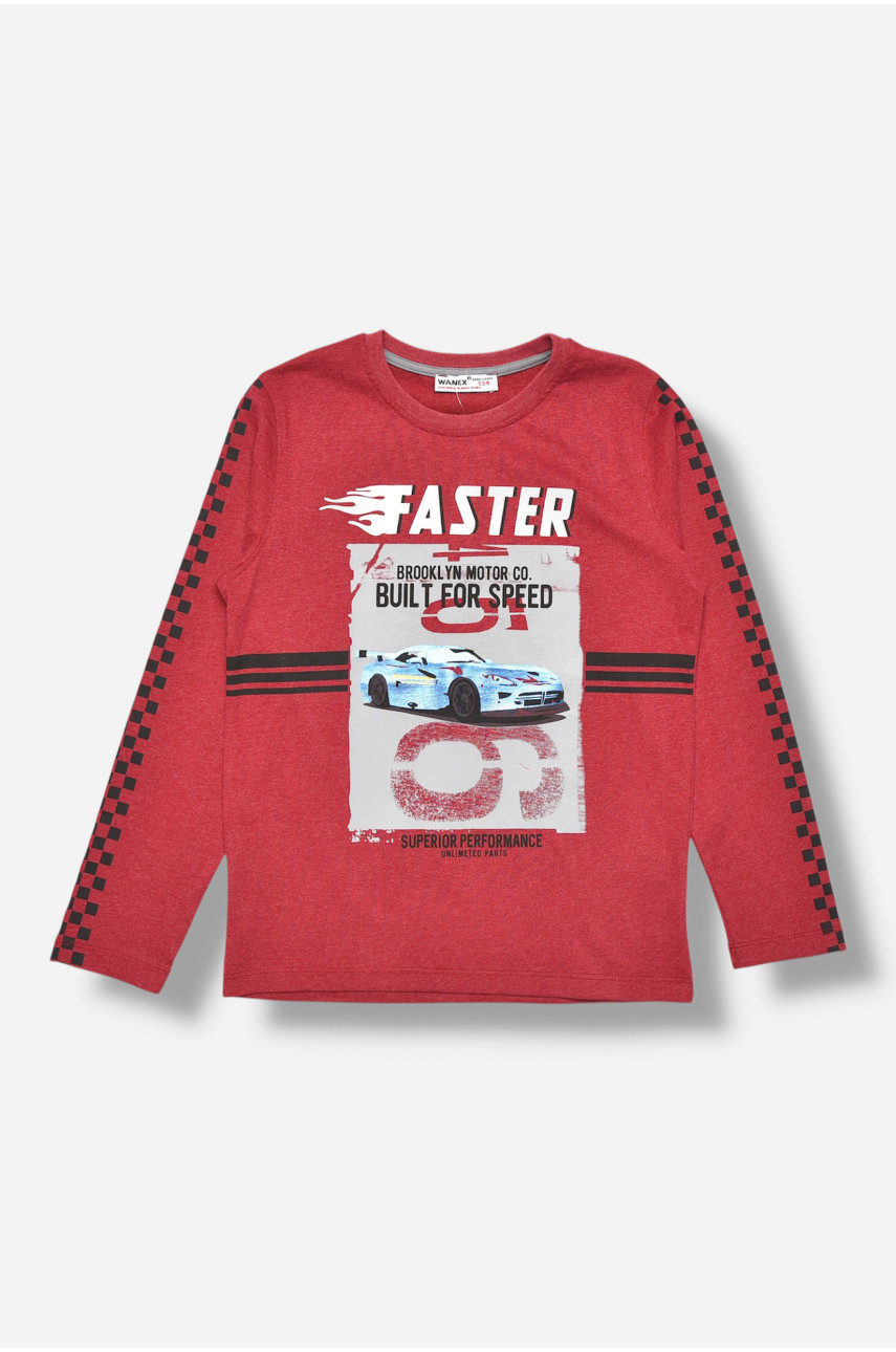 Кофта детская для мальчика бордового цвета с принтом 14008 207512