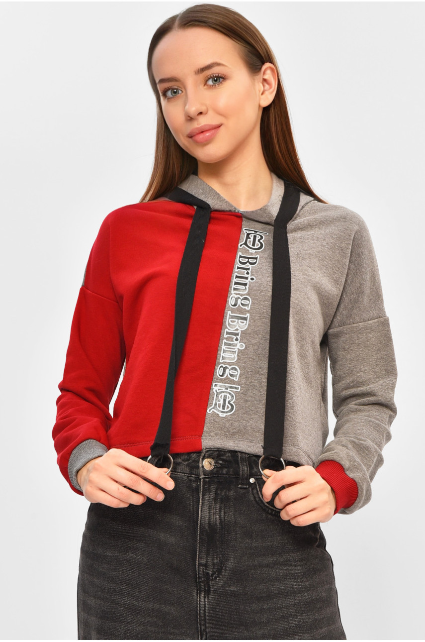 Кофта подростковая для девочки серого цвета с принтом 6577 207516