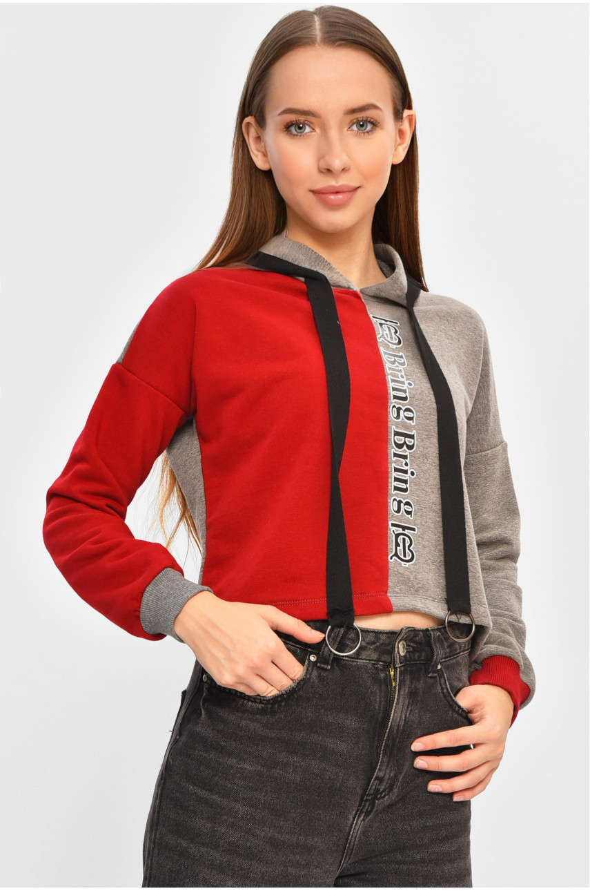 Кофта подростковая для девочки серого цвета с принтом 6577 207516