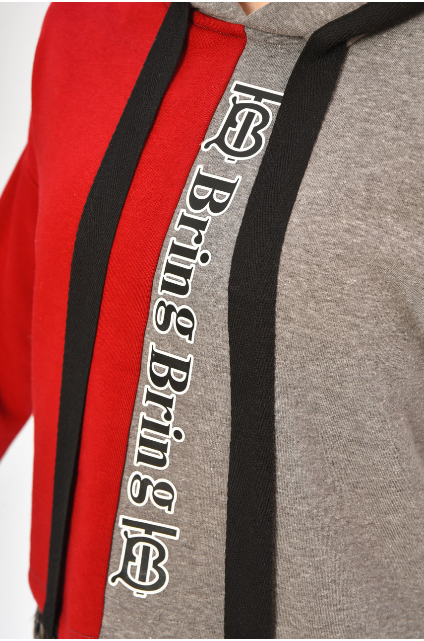 Кофта подростковая для девочки серого цвета с принтом 6577 207516