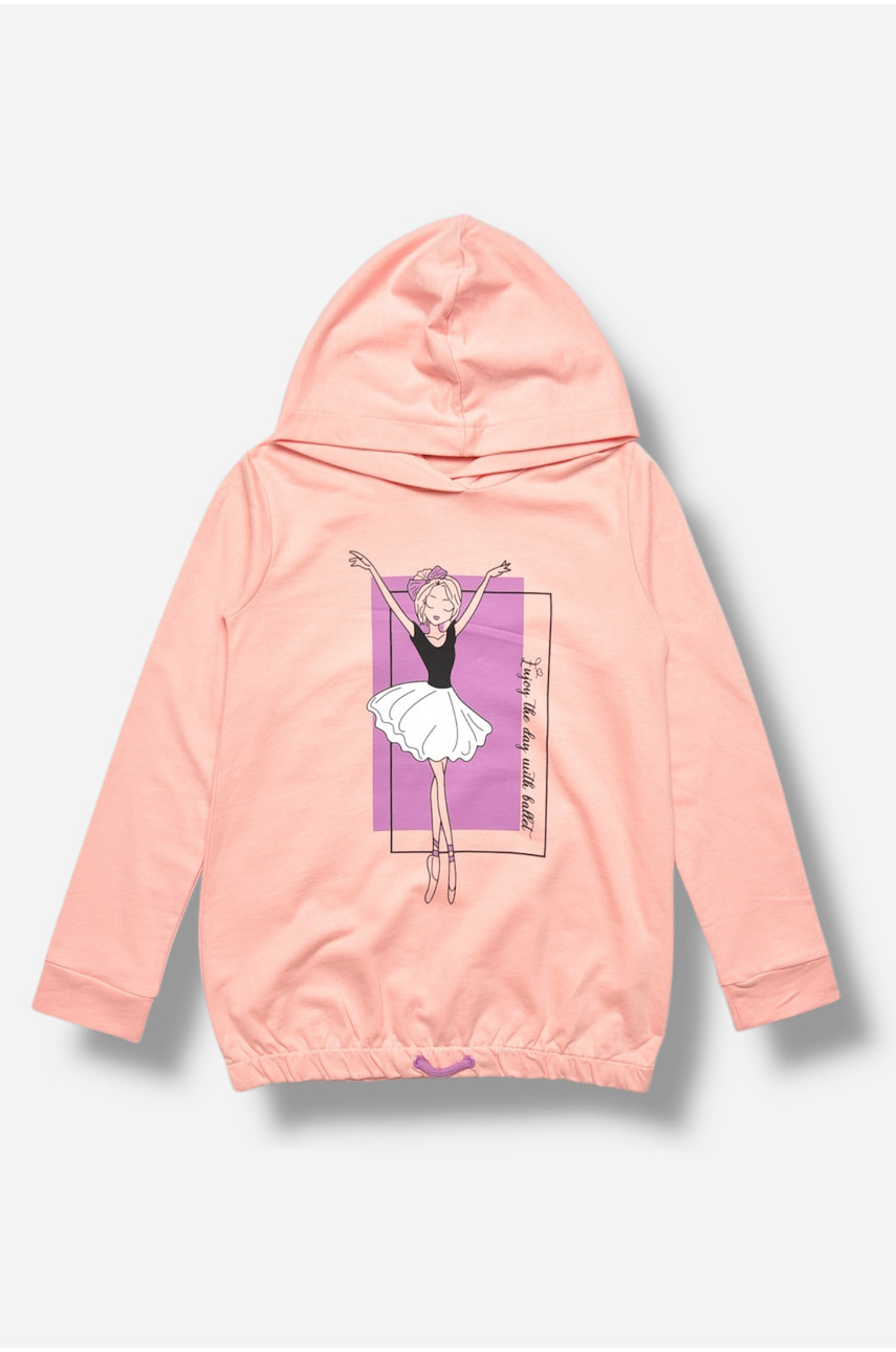 Кофта детская для девочки розового цвета с принтом 3125 207517