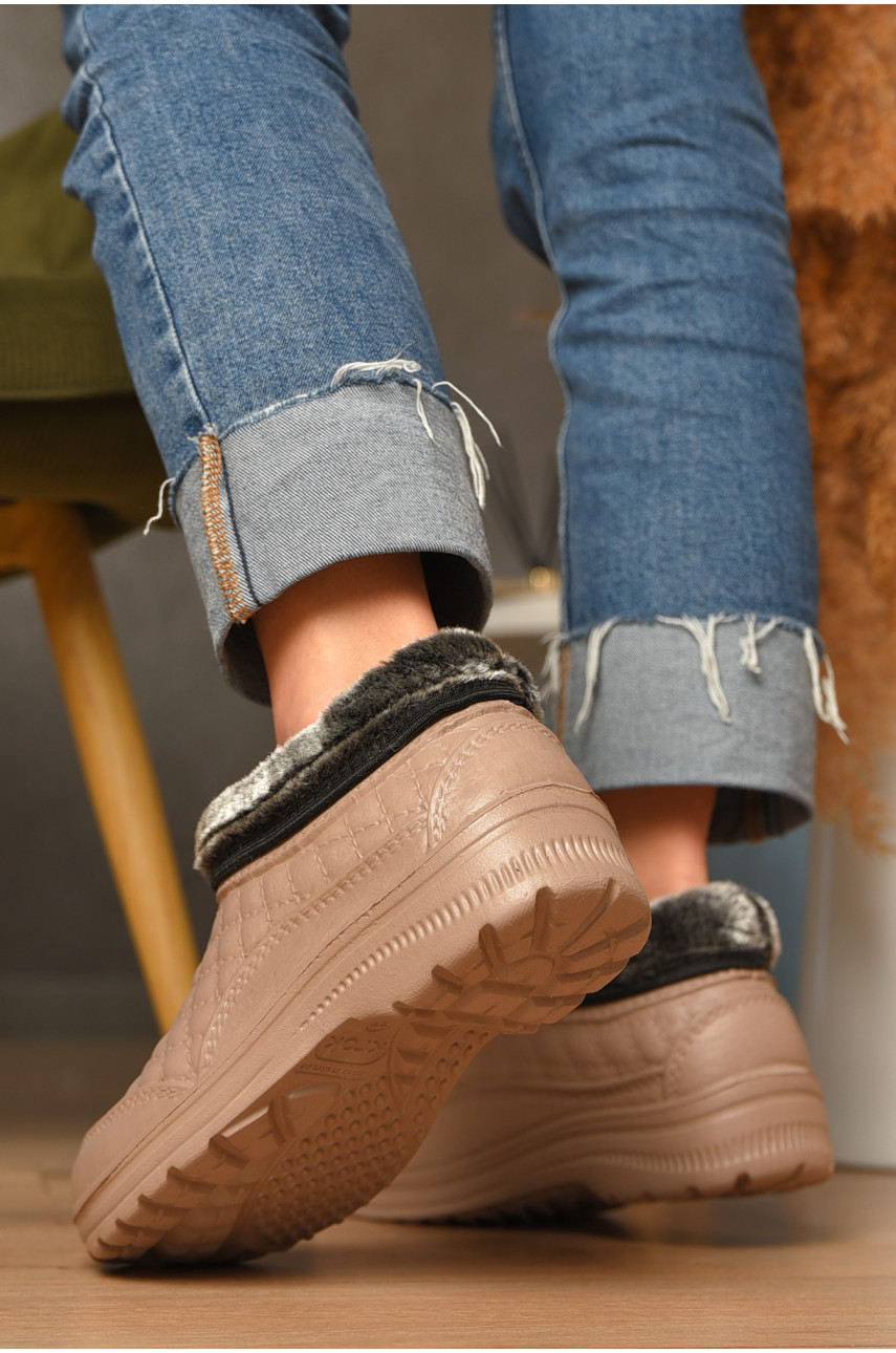 Галоши женские на меху коричневого цвета Б-03 207518 Галоши женские на меху коричневого цвета Б-03 207518