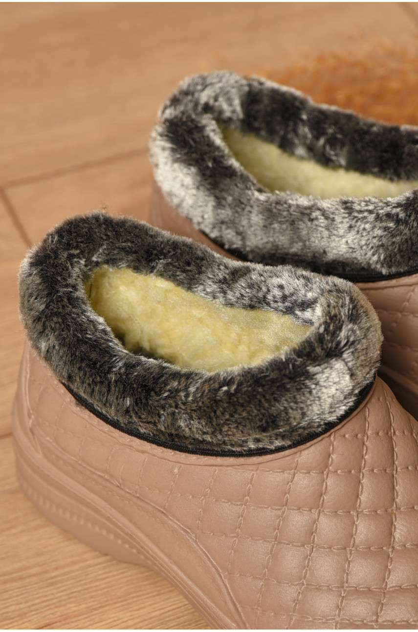 Галоши женские на меху коричневого цвета Б-03 207518 Галоши женские на меху коричневого цвета Б-03 207518