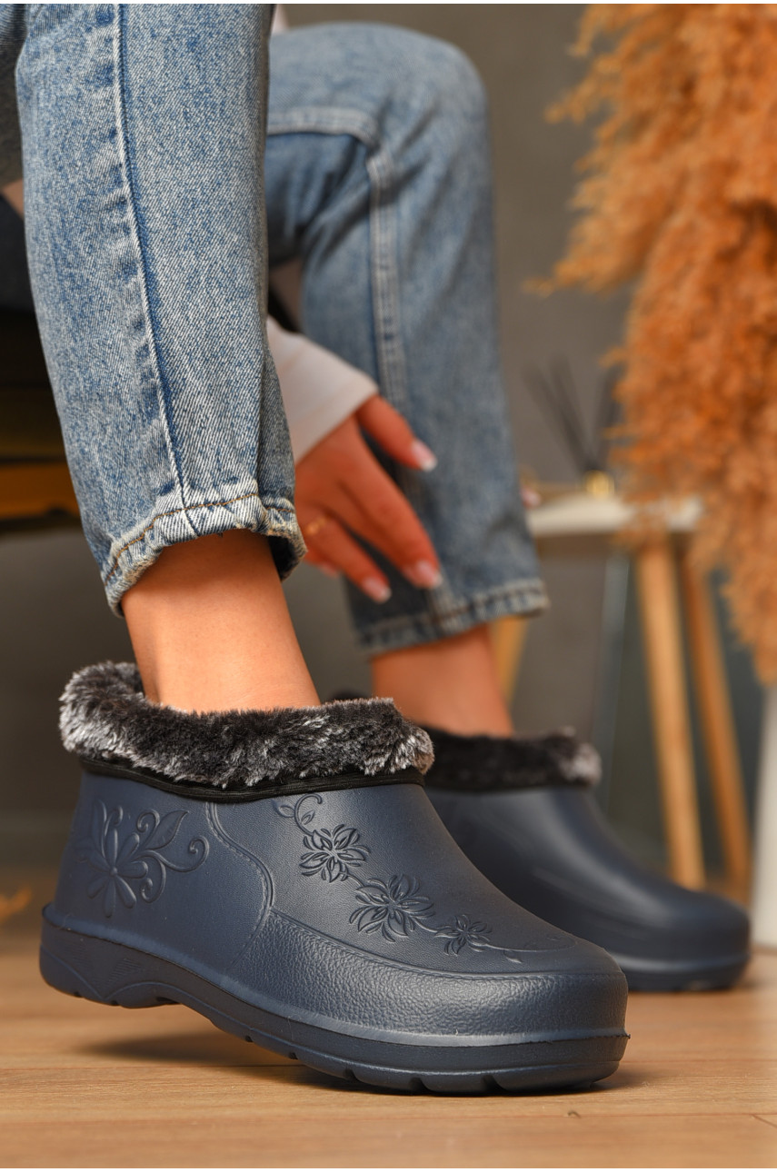 Галоши женские на меху синего цвета Payas квітка 207519